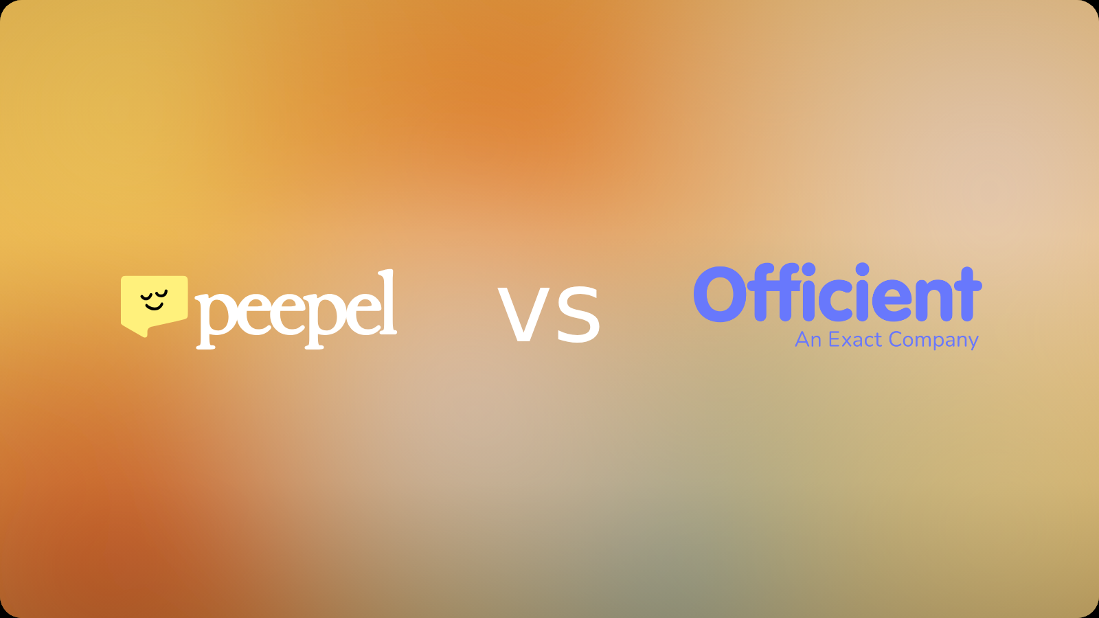 Peepel vs. Officient - comparison cover of the Belgian HR platform Officient (Exact Officient) and the agentic HR platform Peepel for SMEs.